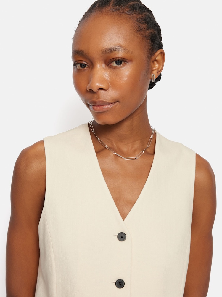 Jigsaw Cream Hopsack Tailored Waistcoat - Image 2 of 6