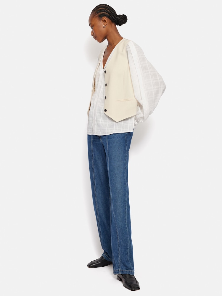 Jigsaw Cream Hopsack Tailored Waistcoat - Image 6 of 6 Jigsaw Cream Hopsack Tailored Waistcoat - Image 6 of 6