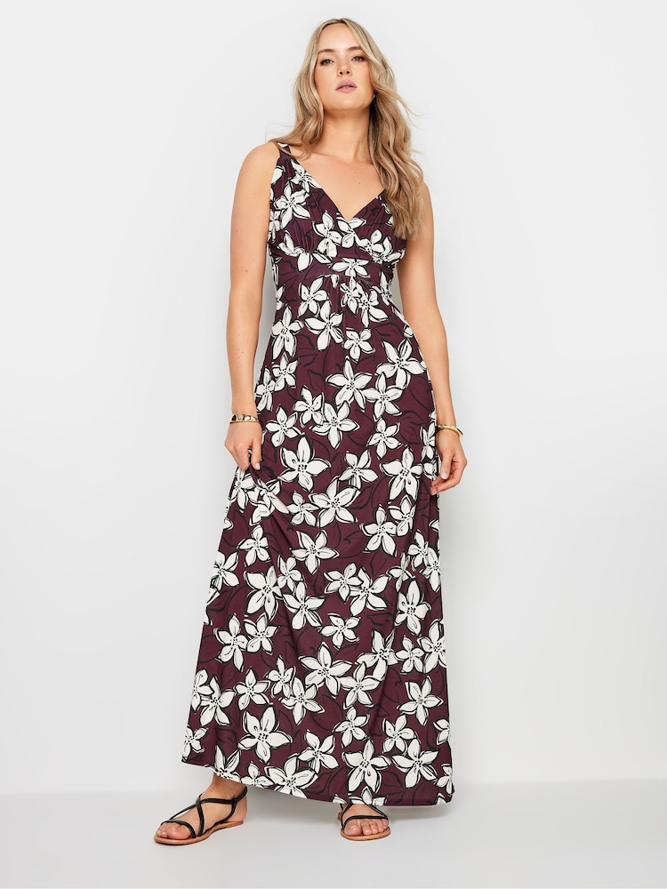 Красный - Long Tall Sally LTS Tall Wine Red Floral Print Maxi Dress - Image 1 of 5