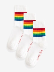 Little Bird by Jools Oliver White Bright Rainbow Stripe Tube Socks 3 Pack - Image 1 of 6