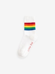 Little Bird by Jools Oliver White Bright Rainbow Stripe Tube Socks 3 Pack - Image 3 of 6