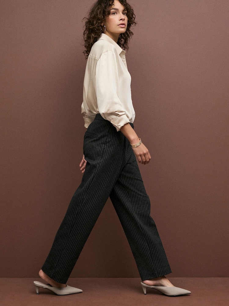 Black Ponte Barrel Leg Trousers - Image 2 of 8