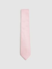 Reiss Light Pink Liam Polka Dot Silk Tie - Image 1 of 5