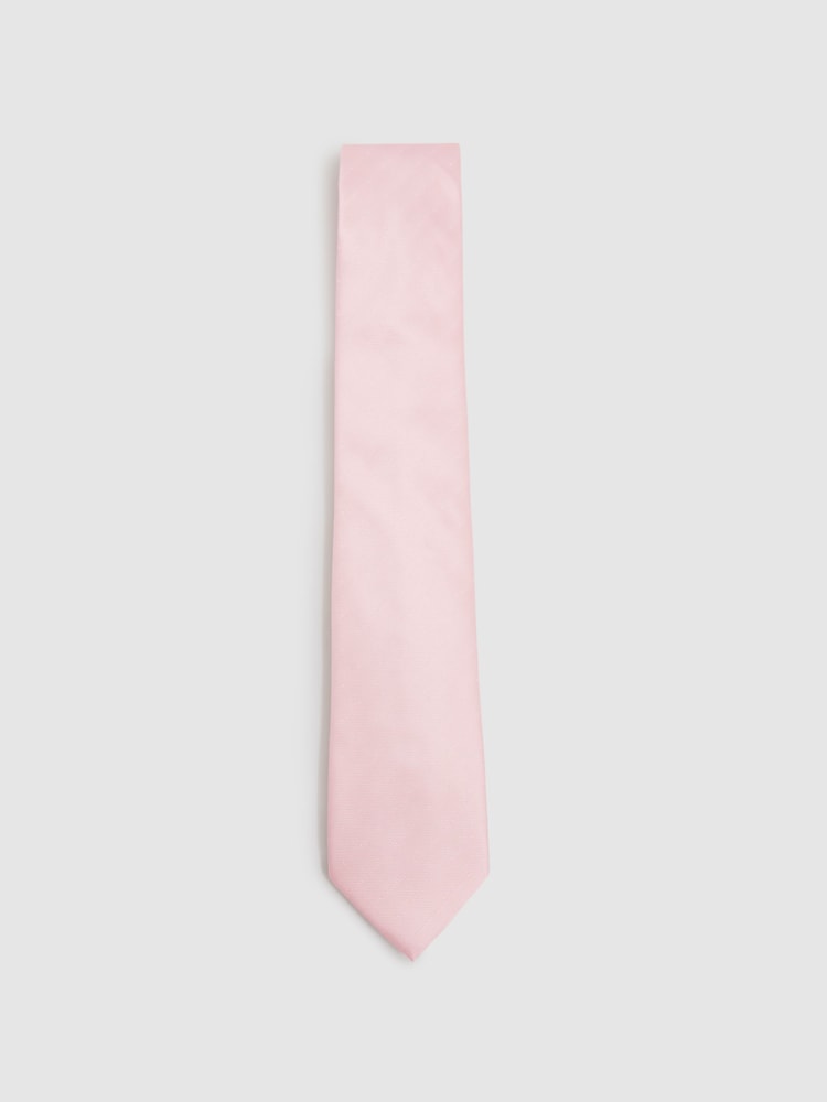 Reiss Light Pink Liam Polka Dot Silk Tie - Image 1 of 5