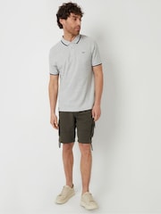 Threadbare Grey Herringbone Tipping Cotton Pique Polo Shirt - Image 3 of 4