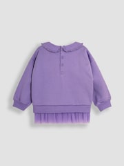 JoJo Maman Bébé Lilac Purple Fairy Appliqué Tulle Frill Sweatshirt & Leggings Set - Image 3 of 6