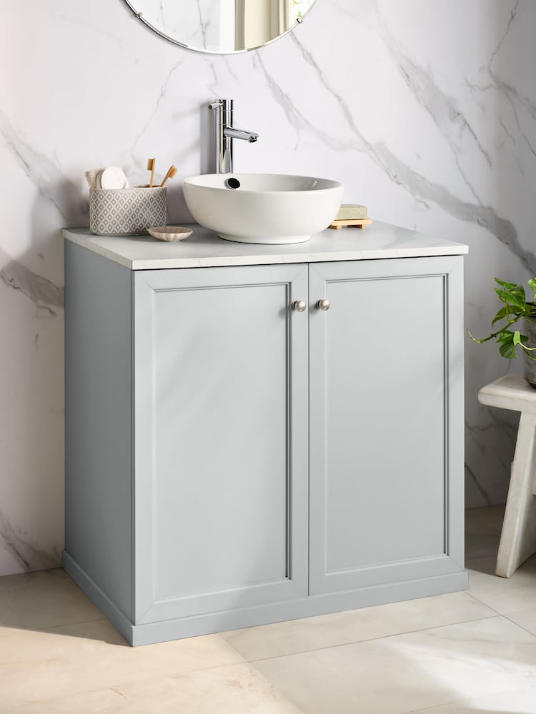 Grey Farnley Panelled Under Sink Vanity Unit Storage Unit - Image 1 of 9