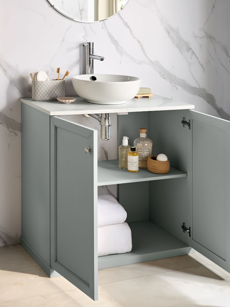 Grey Farnley Panelled Under Sink Vanity Unit Storage Unit - Image 2 of 9