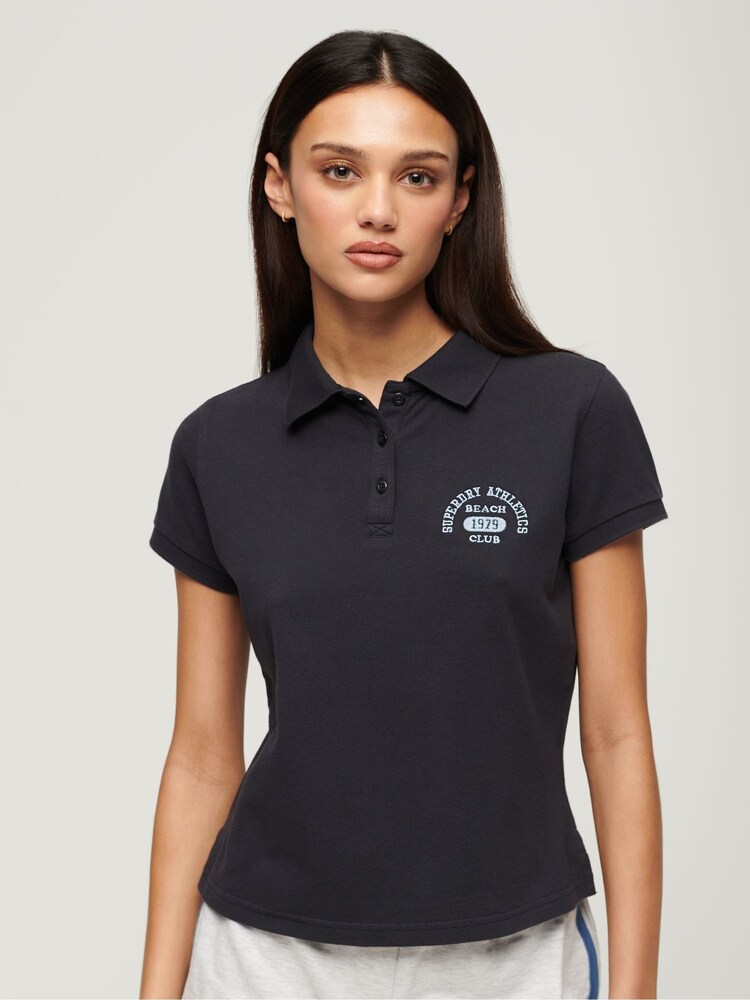 Superdry Blue 90s Fitted Polo Shirt - Image 1 of 6
