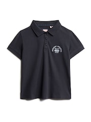 Superdry Blue 90s Fitted Polo Shirt - Image 5 of 6