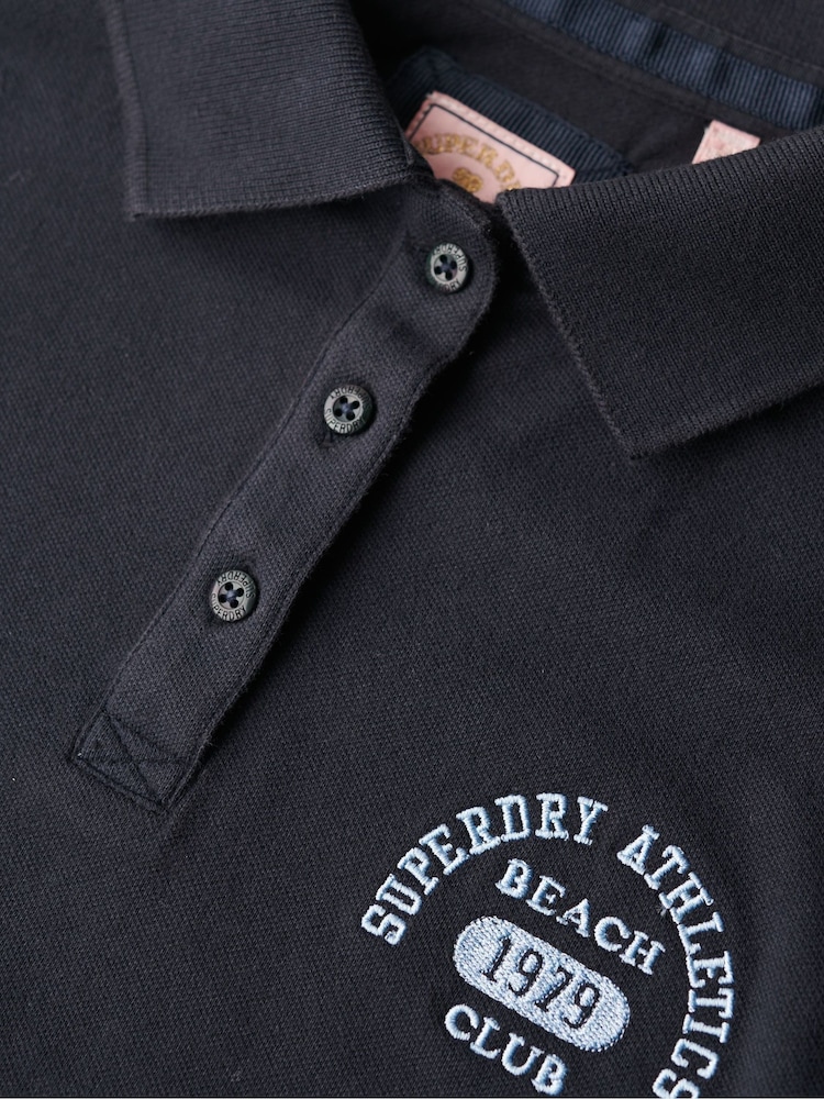 Superdry Blue 90s Fitted Polo Shirt - Image 6 of 6