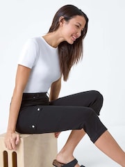 Roman Black Turn Up Stretch Cargo Trousers - Image 1 of 5