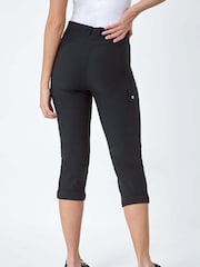 Roman Black Turn Up Stretch Cargo Trousers - Image 3 of 5