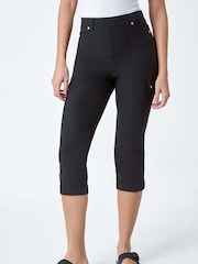 Roman Black Turn Up Stretch Cargo Trousers - Image 4 of 5