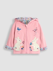 JoJo Maman Bébé Rose Pink Bunny Appliqué Reversible Hoodie - Image 2 of 8