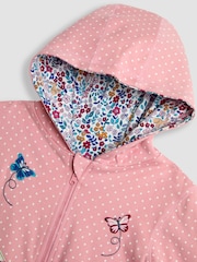 JoJo Maman Bébé Rose Pink Bunny Appliqué Reversible Hoodie - Image 6 of 8