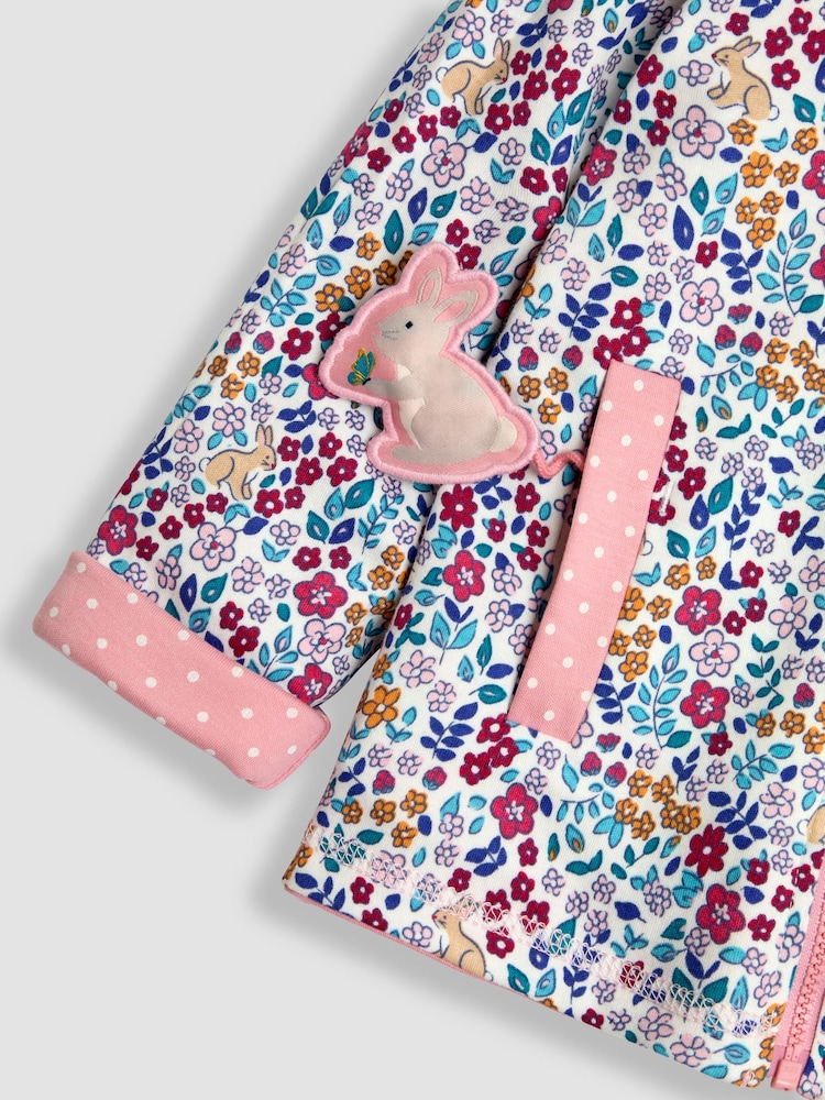 JoJo Maman Bébé Rose Pink Bunny Appliqué Reversible Hoodie - Image 8 of 8