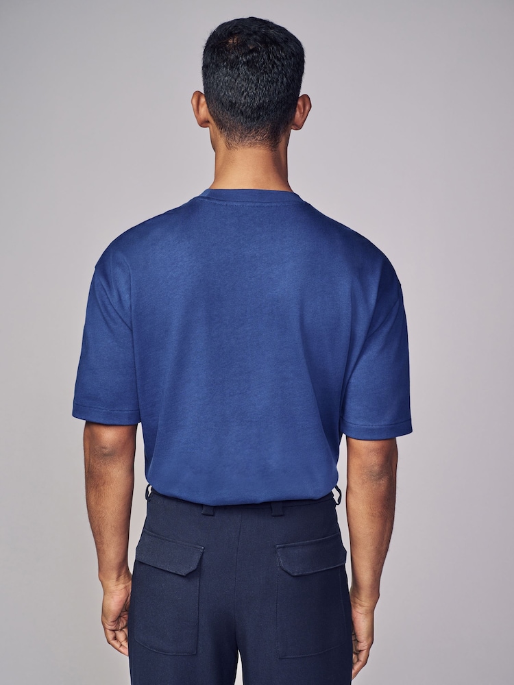 Cobalt Blue Relaxed Fit Heavyweight T-Shirt - Image 4 of 8