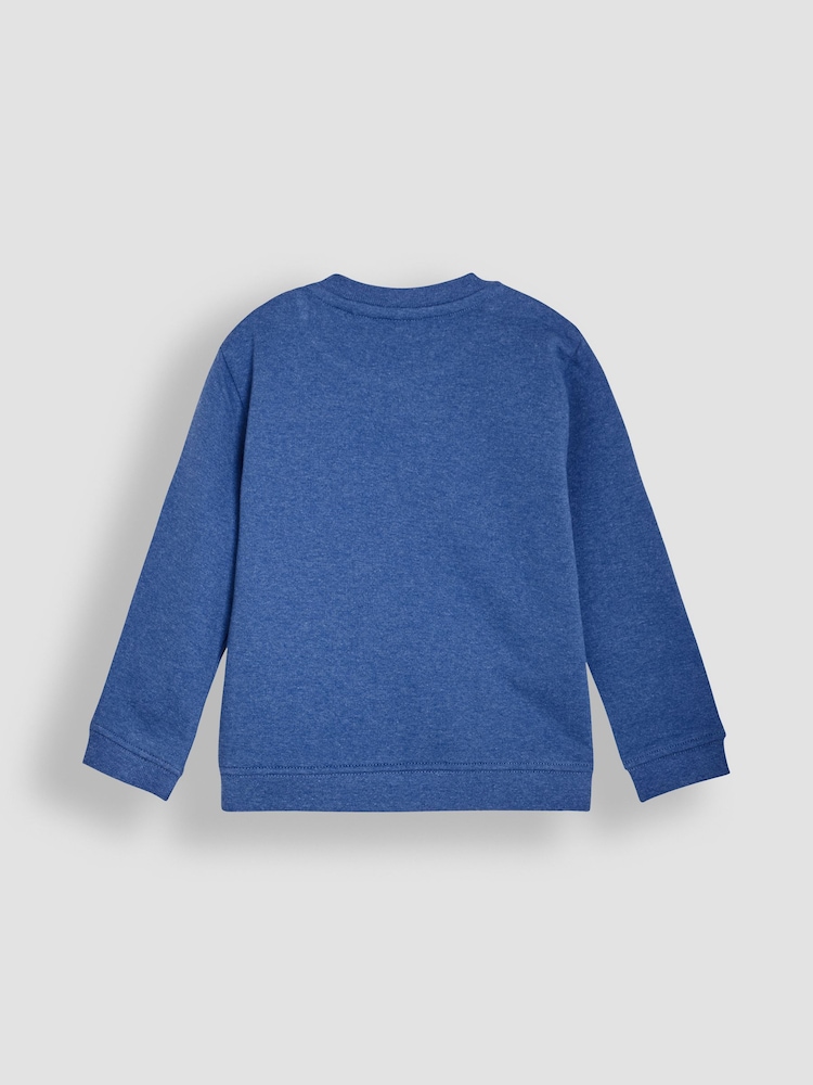 JoJo Maman Bébé Cobalt Blue Construction Vehicle Appliqué Sweatshirt - Image 2 of 3