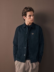 Fred Perry Navy 100% Cotton Twill Overshirt - Image 1 of 7