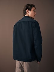 Fred Perry Navy 100% Cotton Twill Overshirt - Image 3 of 7