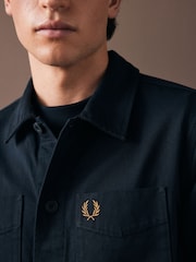 Fred Perry Navy 100% Cotton Twill Overshirt - Image 5 of 7