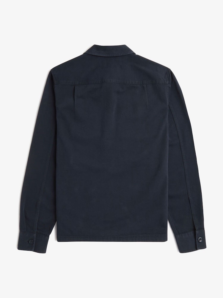 Fred Perry Navy 100% Cotton Twill Overshirt - Image 7 of 7