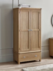 Julian Bowen Brown Memphis Limed Double 1 Drawer Wardrobe - Image 1 of 6