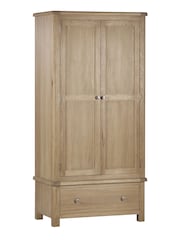 Julian Bowen Brown Memphis Limed Double 1 Drawer Wardrobe - Image 2 of 6