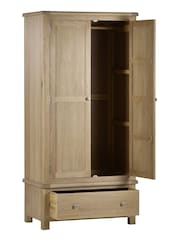 Julian Bowen Brown Memphis Limed Double 1 Drawer Wardrobe - Image 3 of 6