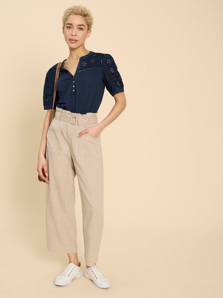 White Stuff 100% Cotton Bella Broderie Mix Top - Imagem 1 de 7