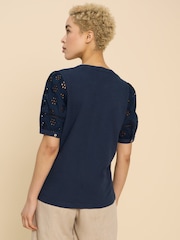 White Stuff 100% Cotton Bella Broderie Mix Top - Imagem 2 de 7
