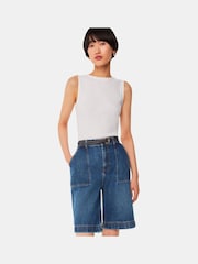 Whistles Blue 100% Cotton Raya Longline Denim Shorts - Image 1 of 6