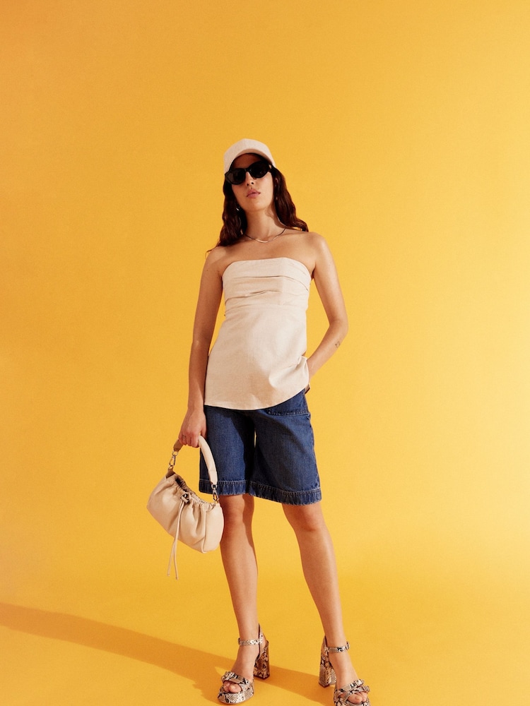 Whistles Blue 100% Cotton Raya Longline Denim Shorts - Image 2 of 6