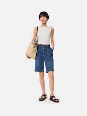 Whistles Blue 100% Cotton Raya Longline Denim Shorts - Image 4 of 6