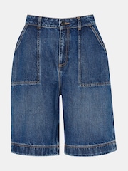 Whistles Blue 100% Cotton Raya Longline Denim Shorts - Image 6 of 6