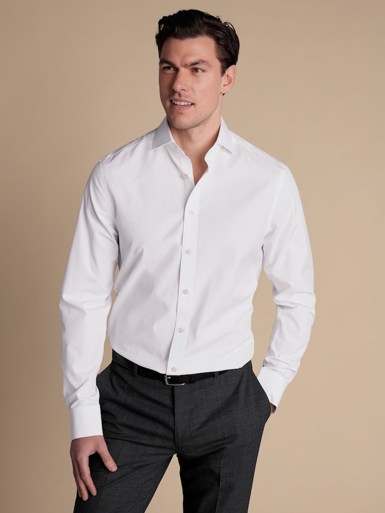 Charles Tyrwhitt White Slim Fit 100% Cotton Cutaway Collar Non Iron Poplin Shirt - Image 1 of 6