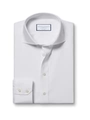 Charles Tyrwhitt White Slim Fit 100% Cotton Cutaway Collar Non Iron Poplin Shirt - Image 4 of 6