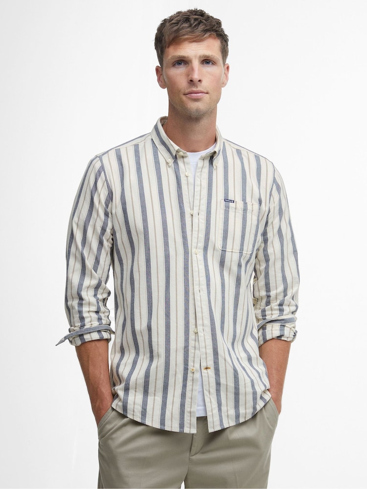 Barbour® White Longrock Striped 100% Cotton Shirt - Image 1 of 6 Barbour® White Longrock Striped 100% Cotton Shirt - Image 1 of 6