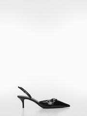 Mango Black Slingback Heeled Shoes With Buckle - Image 1 of 4