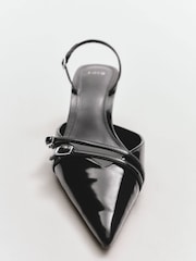 Mango Black Slingback Heeled Shoes With Buckle - Image 3 of 4