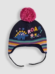 JoJo Maman Bébé Navy Dinosaur Embroidered Hat - Image 1 of 3
