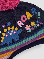 JoJo Maman Bébé Navy Dinosaur Embroidered Hat - Image 3 of 3