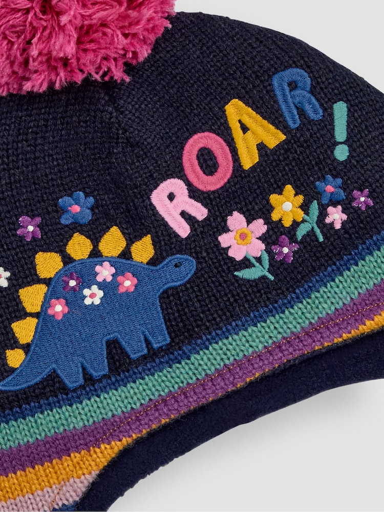 JoJo Maman Bébé Navy Dinosaur Embroidered Hat - Image 3 of 3