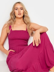 Long Tall Sally Pink Shirred Strappy Maxi Dress - Image 4 of 5