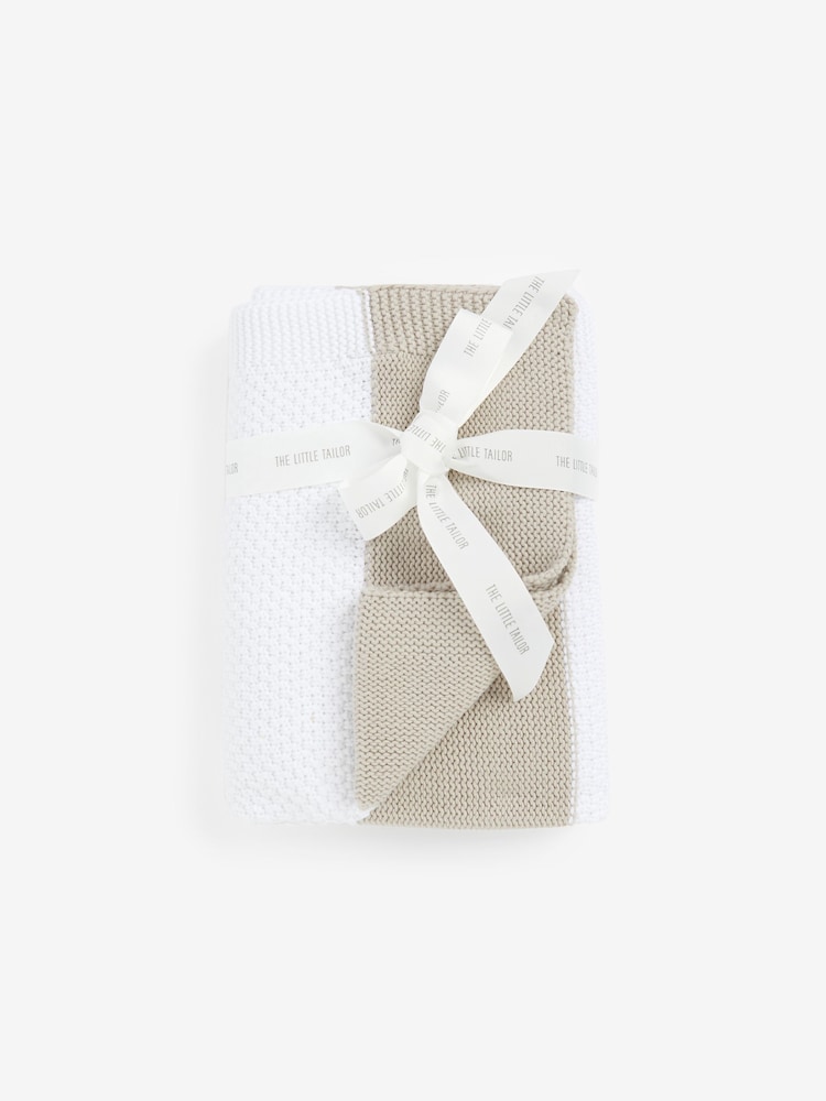 The Little Tailor Baby 100% Cotton Textured Stripe Shawl Blanket - Image 2 of 6