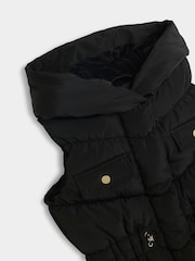 River Island Black Girls Faux Fur Hooded Gilet - Image 4 of 5