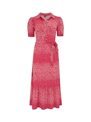Pour Moi Red Jodie Fuller Bust Slinky Jersey Tiered Midi Shirt Dress - Image 5 of 6