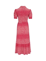 Pour Moi Red Jodie Fuller Bust Slinky Jersey Tiered Midi Shirt Dress - Image 6 of 6
