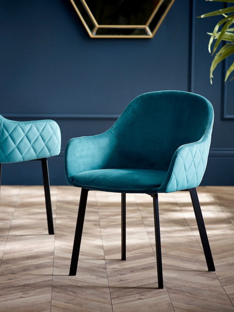 Julian Bowen Set of 2 Blue Lima Dining Chairs - Image 1 of 6